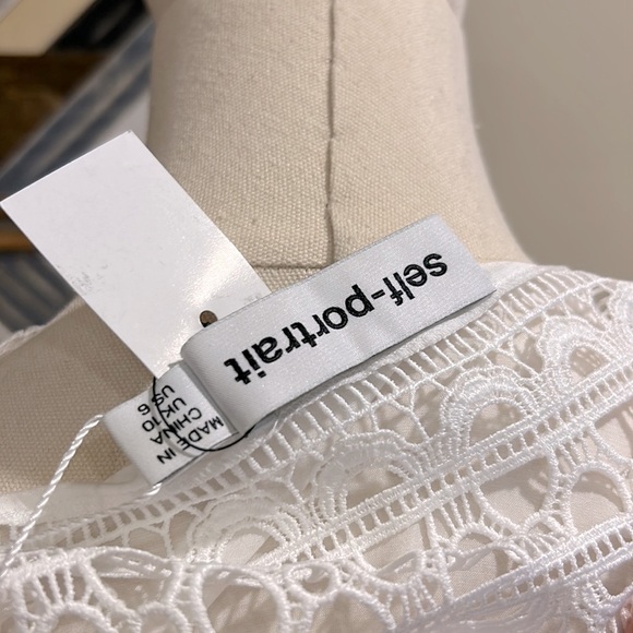 Self-Portrait Resort Collection White Sheer Lace Kaftan Cape Dress US 6 - Picture 9 of 15